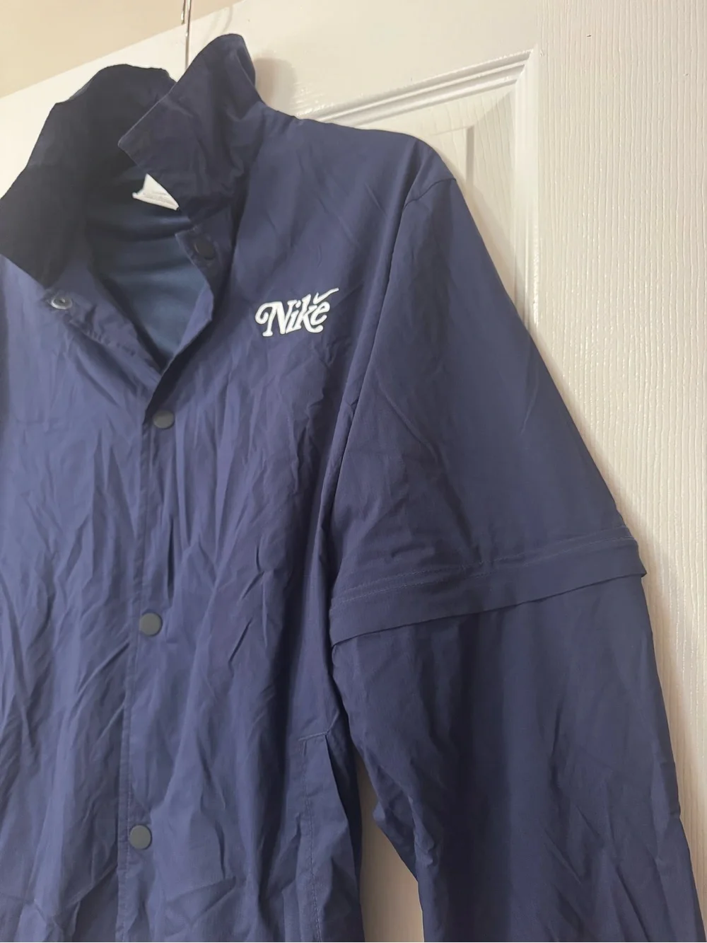 Nike Men's Navy Blue Snap-Front Windbreaker Jacket